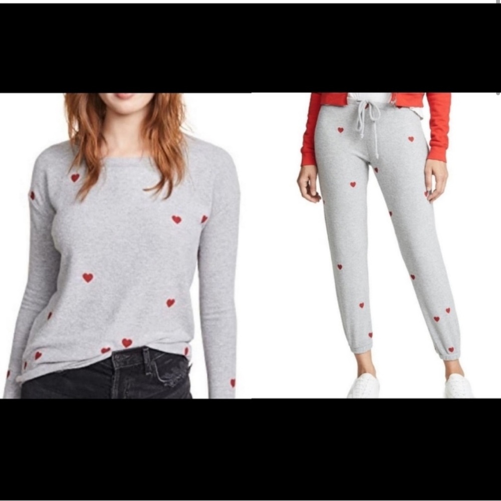 Chaser ❤️ Hearts Lounge Toss Pullover Sweatshirt & Jogger Sweatpants Set